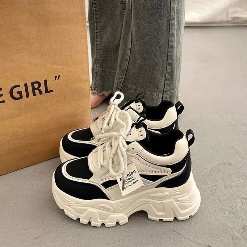 Plateau-Sneaker für Damen, Herbst-Neuheit, Verschleißfeste Vulkanisierte Schuhe, Modische Schnür-Freizeitschuhe für Damen, Trainingsschuhe, Zapatos