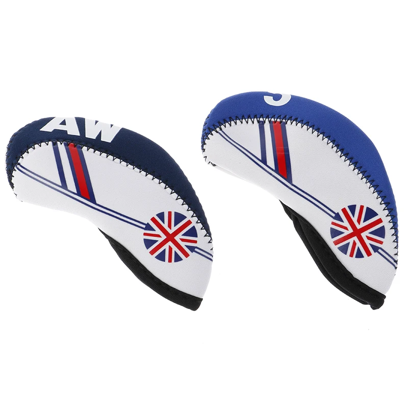 10Pcs/set Golf Club Iron Head Cover Neoprene National Flag Headcover Waterproof Golf Club Head