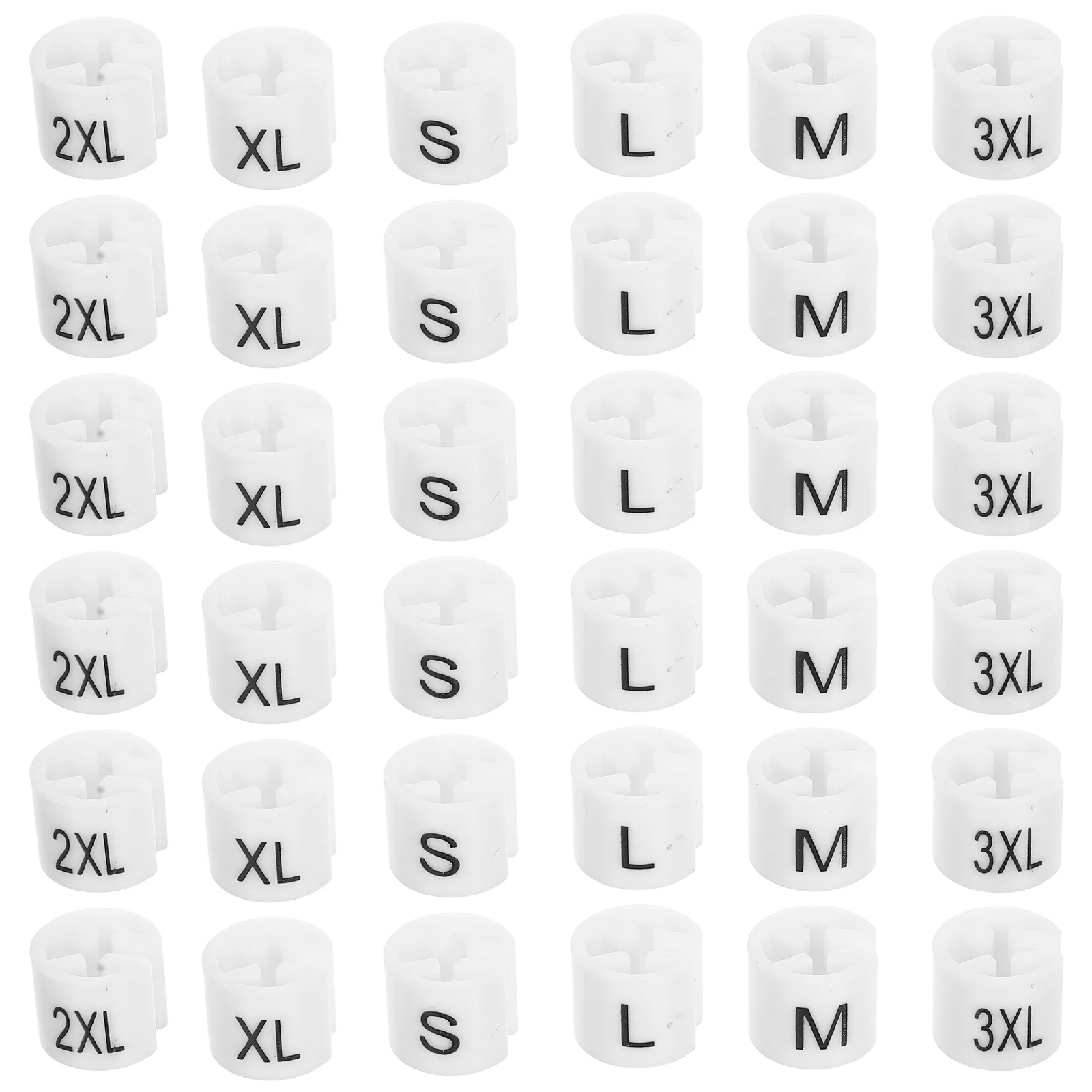 

120 Pcs Clothing Size Clip Hangers White Plastic Tags S3XL Construction Wardrobe Organization Baby Clothes Storage