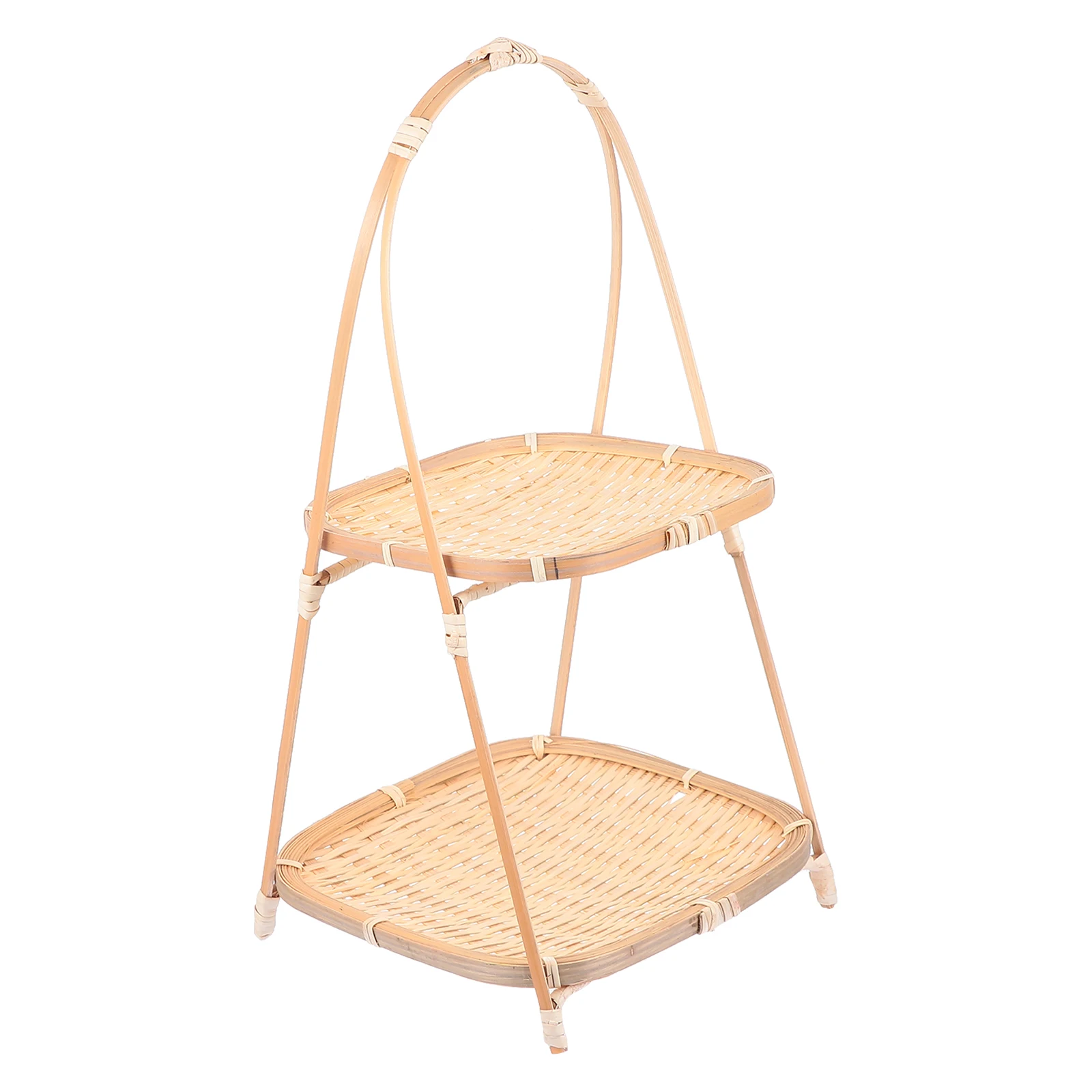 

Bamboo Snack Stand Storage Basket Handwoven Material Kitchen Fruit Organizer Layer Pastry