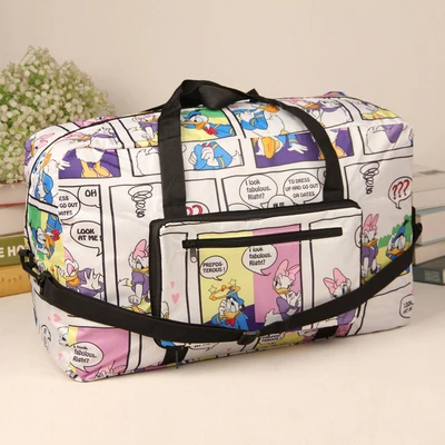 Disney Mickey Duffy Stitch Donald Duck Winnie Fashion Anime Travel Bag Tote Foldable Cartoon Handbag Luggage Storage Bags Gift