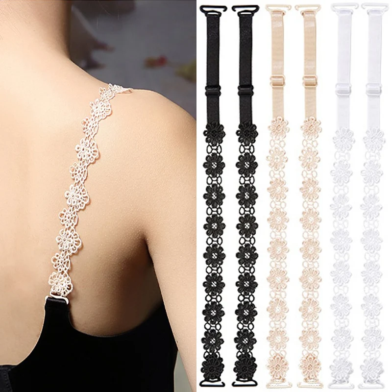 Sexy Plastic Buckle Bra Straps Belt Shoulder Women's Elastic Transparent Lace Flower Adjustable Intimates Women Accessories