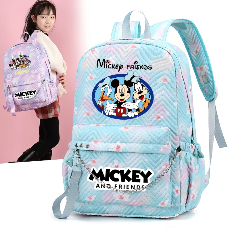 Anime Waterproof Knapsack Disney Mickey Mouse Backpack for Teenager School Bags Junior Student Girl Casual Back To School Bag