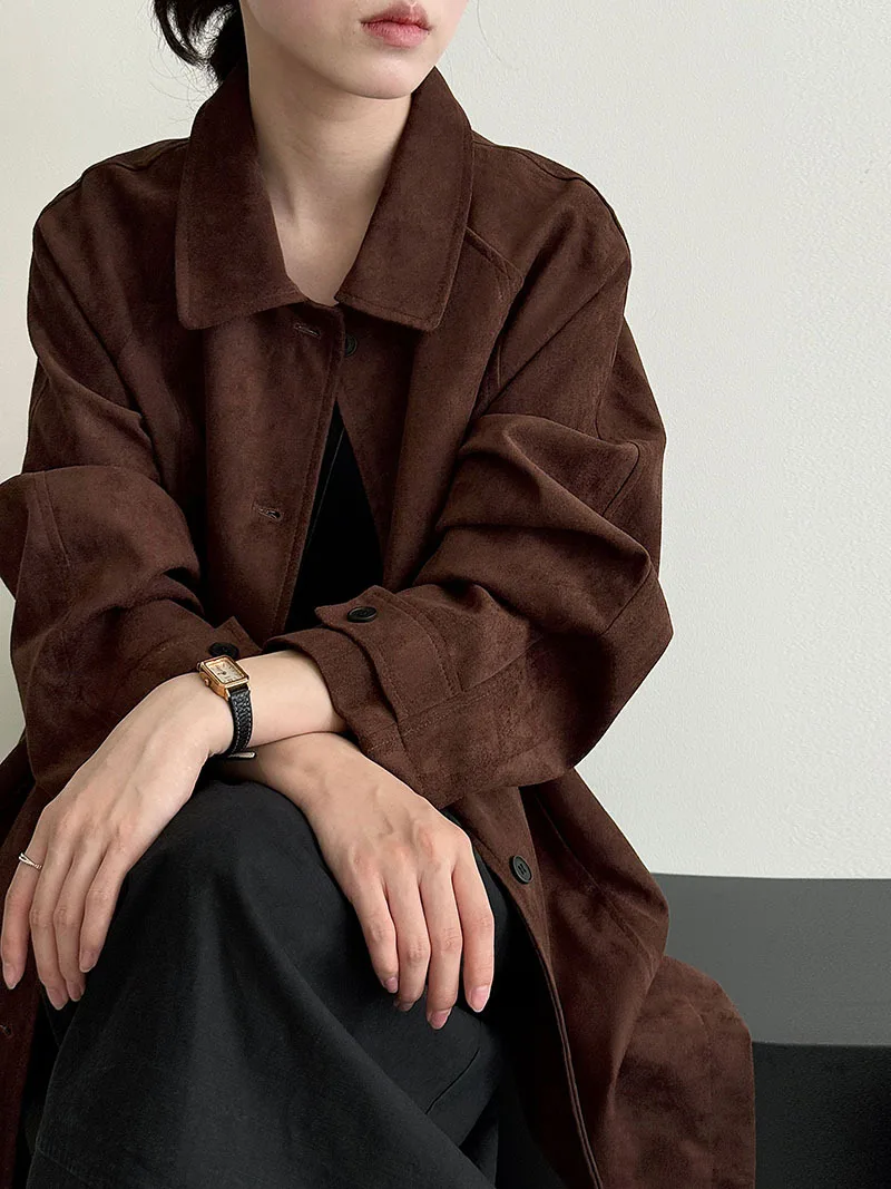 SuperAen Estilo Europeu e Americano Feminino Nova Moda 2025 Blazer de Manga Comprida de Cor Sólida