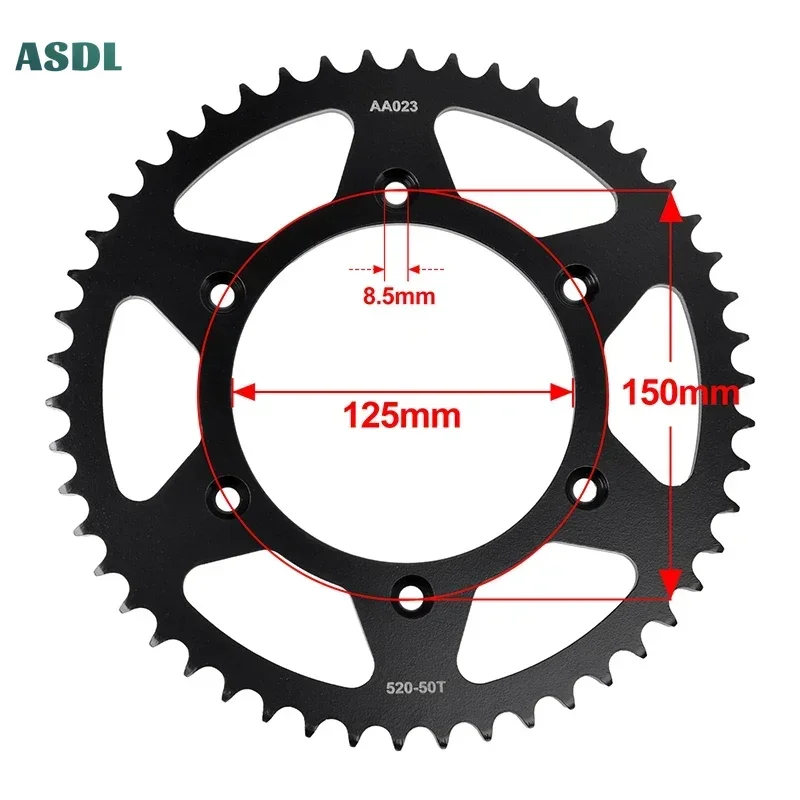 

50T Motorcycle Sprocket For Husaberg TE125 125 TC TE TX 150 TE 250 FE250 300 501 FE For KT/M 125 150 MX XC-W TPI 300 450 500 EXC