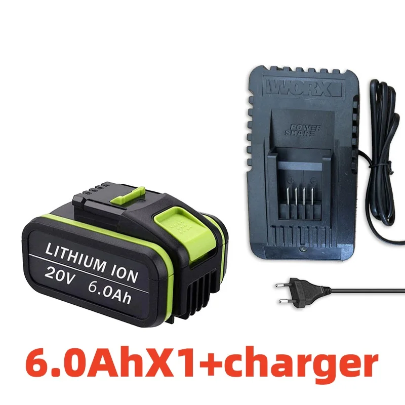 Voor Worx 20V 6.0Ah Oplaadbare Lithiumbatterij voor alle WORX Power en Tuingereedschap WA3553 WA3551 WA3553.1 WA3570