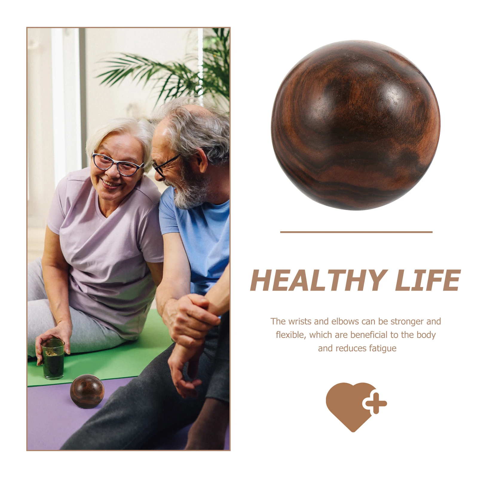 2 шт., шарики для массажа рук, деревянные шарики для упражнений, точечный массаж из цельного дерева для укрепления рук, запястья, уход за пожилыми людьми