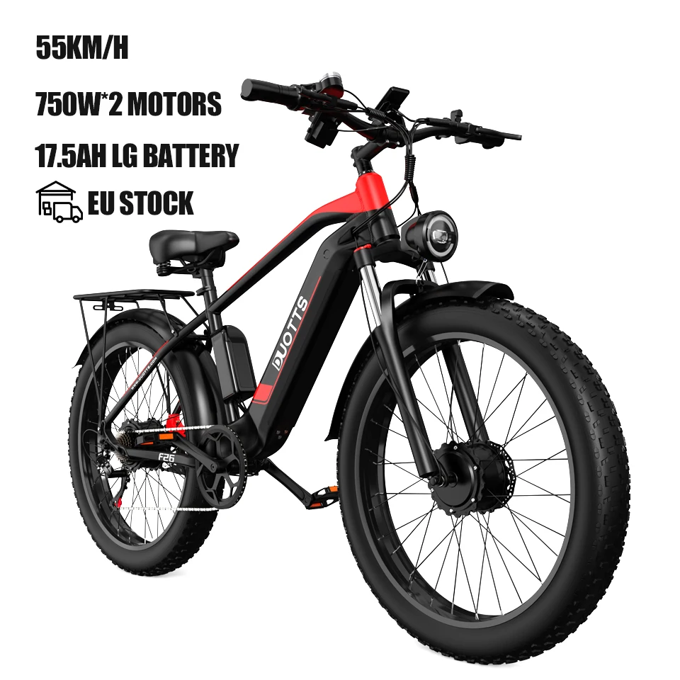 

Hot Sell High Quality E Bike With Pedals Dual Motor 26 Inch Fat TireWholesale Fast Mountain Snow Bikes For Adults DUOTTS F26
