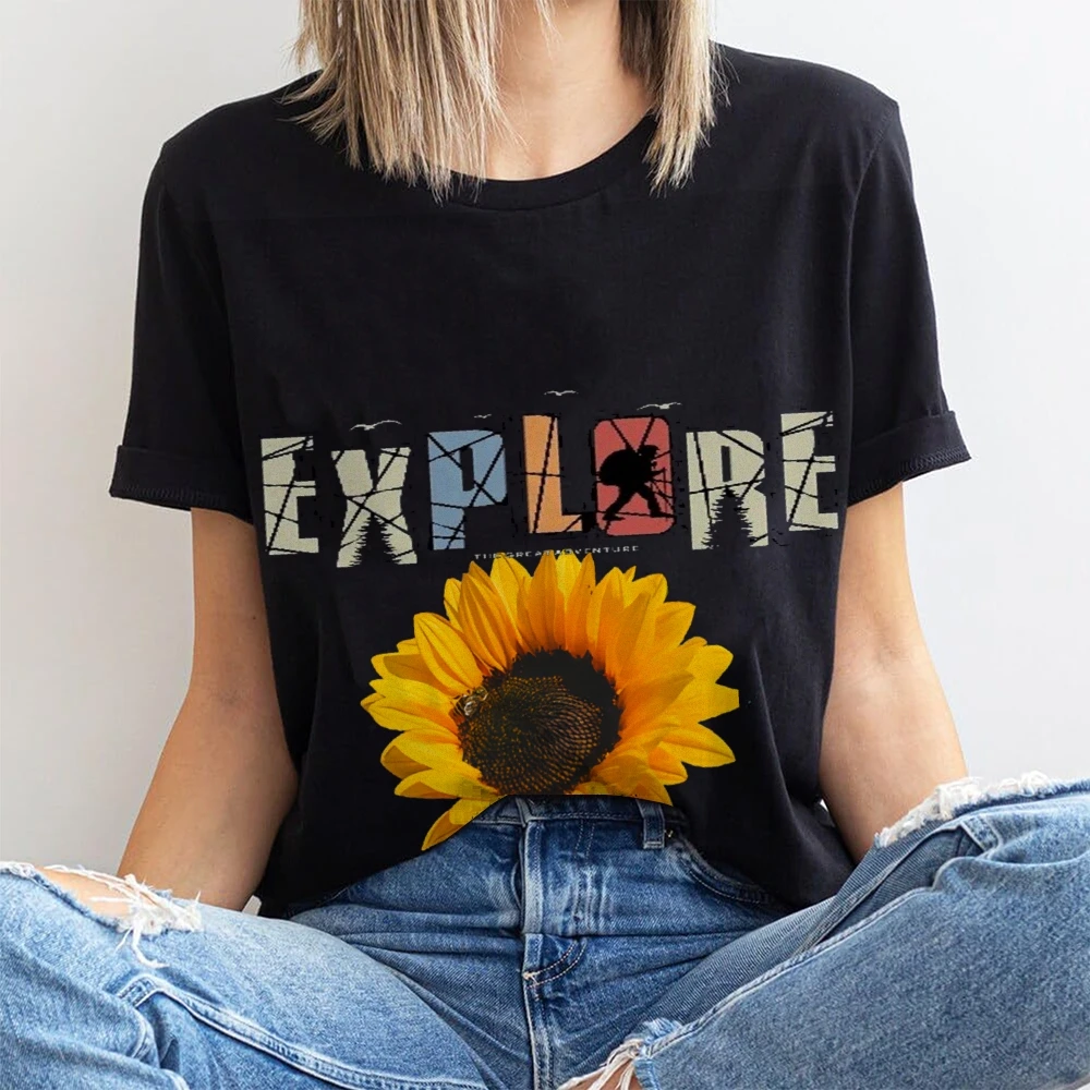 

Женская футболка большого размера больших размеров с принтом, модная акварельная женская одежда, модная трендовая женская футболка с коротким рукавом и графикой