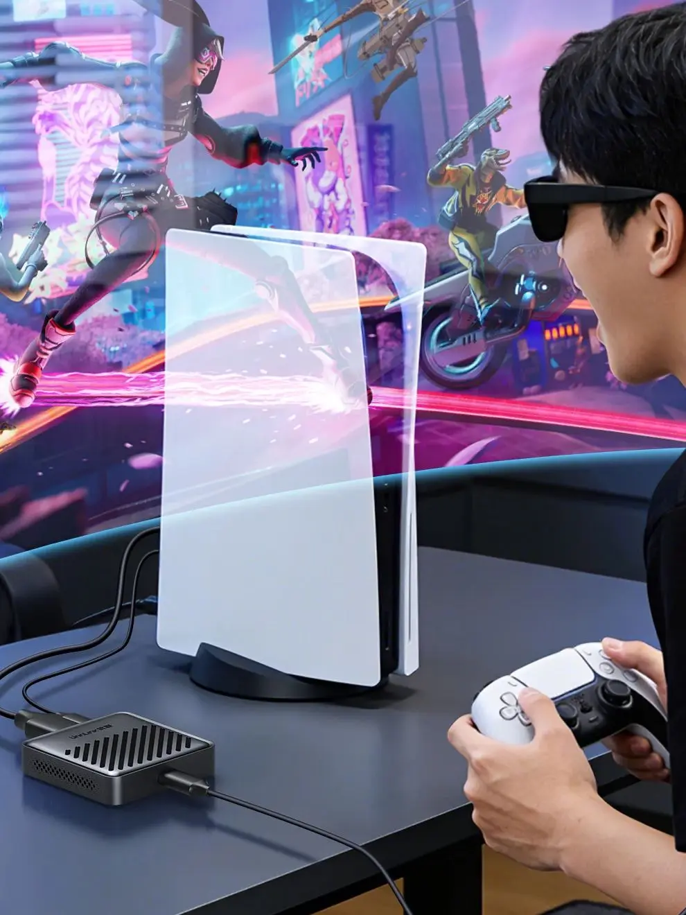 Konwerter Unnlink HDMI na USB C do okularów AR, kompatybilny z PS5, PS4, Switch2, Xbox, do Xreal, Rokid, Rayneo, przenośny ekran USB-C — zdjęcie produktu 7