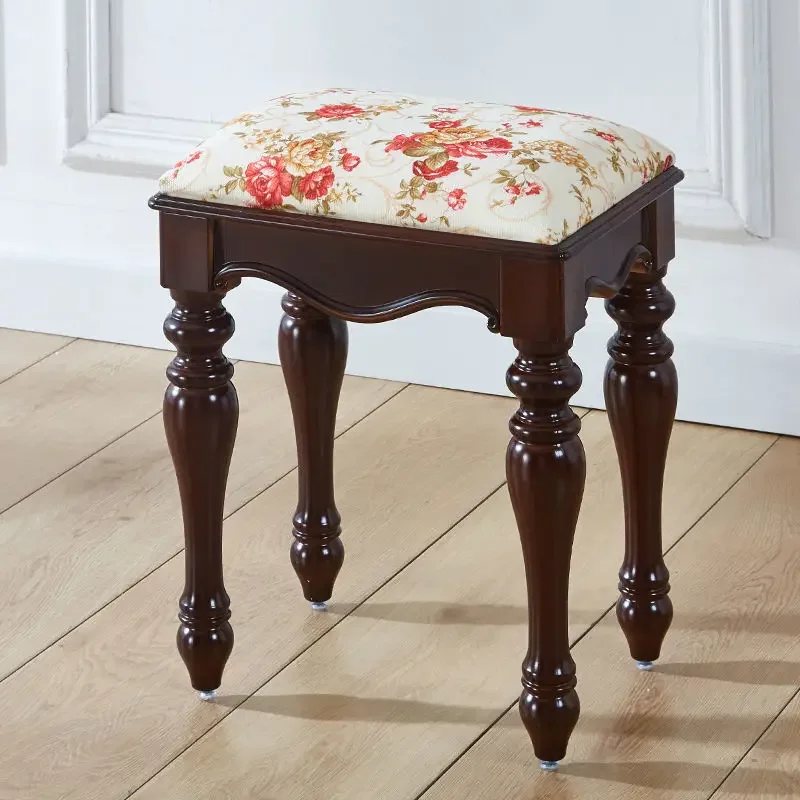 

American style dressing stools imitation solid wood dressing stool bedroom stool European princess piano Ottomans dining stools