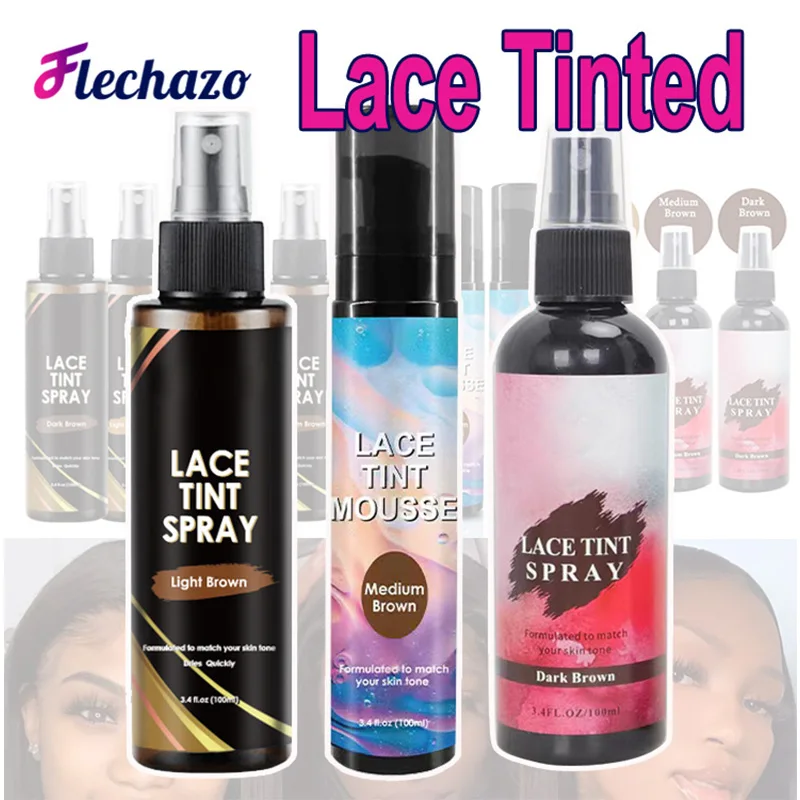 Lace Melting Lace Tint Spray 100ML Waterproof Wig Tint Spray For Toupees Lace Tinted Lace Colored Spray Mousse For Women Men