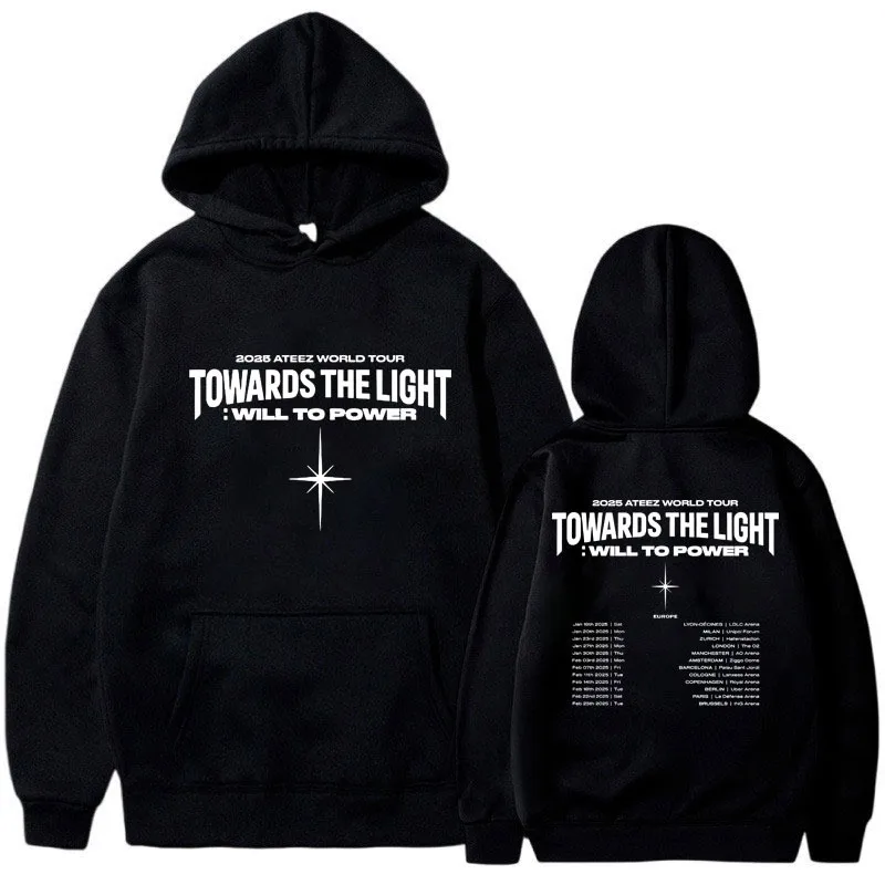

Korean ATEEZ 2025 World Tour Hoodie Men Women Clothes Toward Light Individuality Unique Hip Hop Sweatshirts Pullover Streetwear