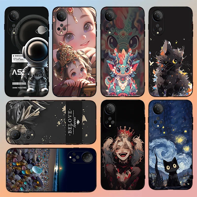 For Huawei Honor X7 2020 Creative earphones TPU Black Soft Phone Case for honor x 7 Life Gradual Clear Sky Clown Queen