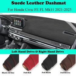 Ornaments Car-styling Suede Leather Dashmat Dashboard Cover Dash Mat Anti-dirty For Honda Civic FE FL Mk11 2021 2022 2023