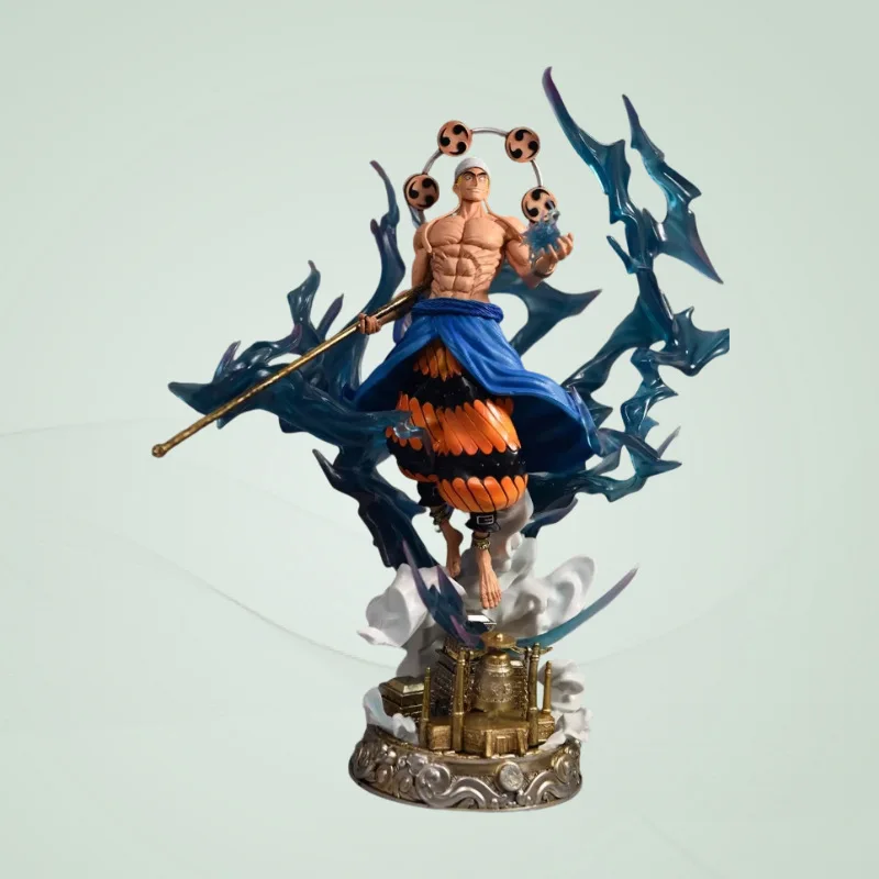 

One Piece Enel Action Figure 3 Interchangeable Heads Light Up Pvc Statue 38cm Desktop Decoration For Anime Manga Fans Collectors