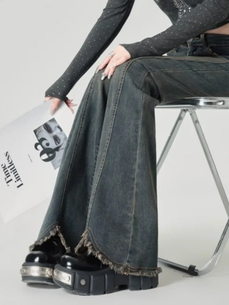 High Waist Flared Straight Leg Stretchy Denim Jeans Women's Spring Autumn plus Size Slimming Bootcut Floor Length Pants