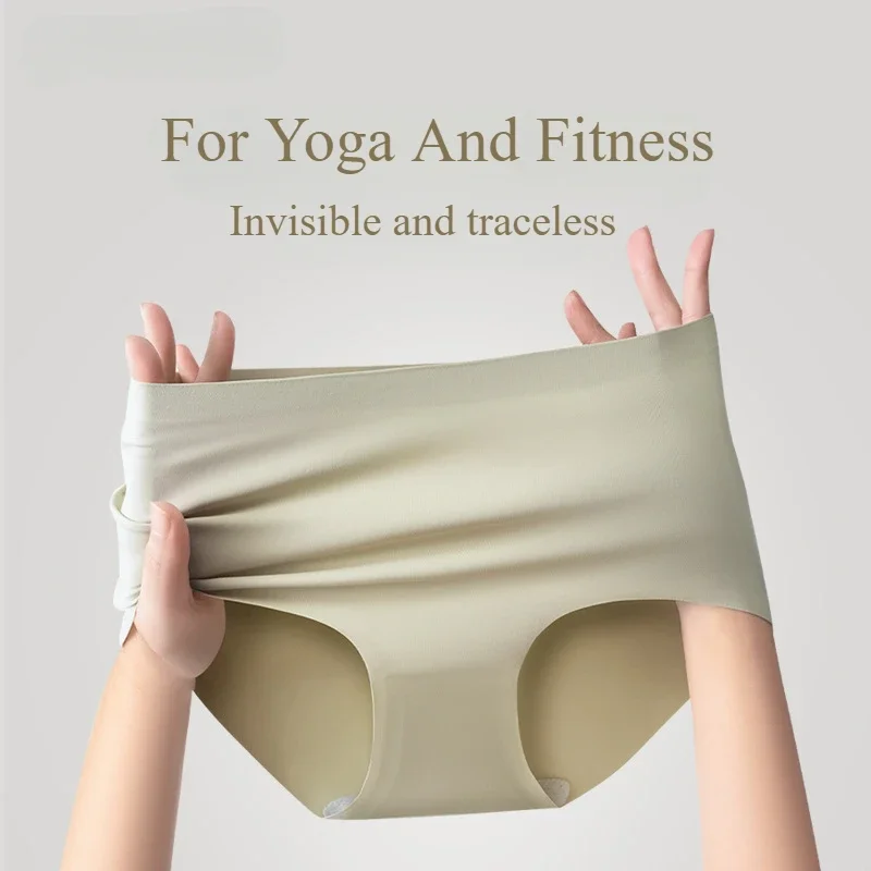 

Женское нижнее белье для йоги, фитнеса, шелк тутового шелкопряда, антибактериальная промежность, не сжимает бедра, необработанное бесшовное нижнее белье средней посадки для девушек