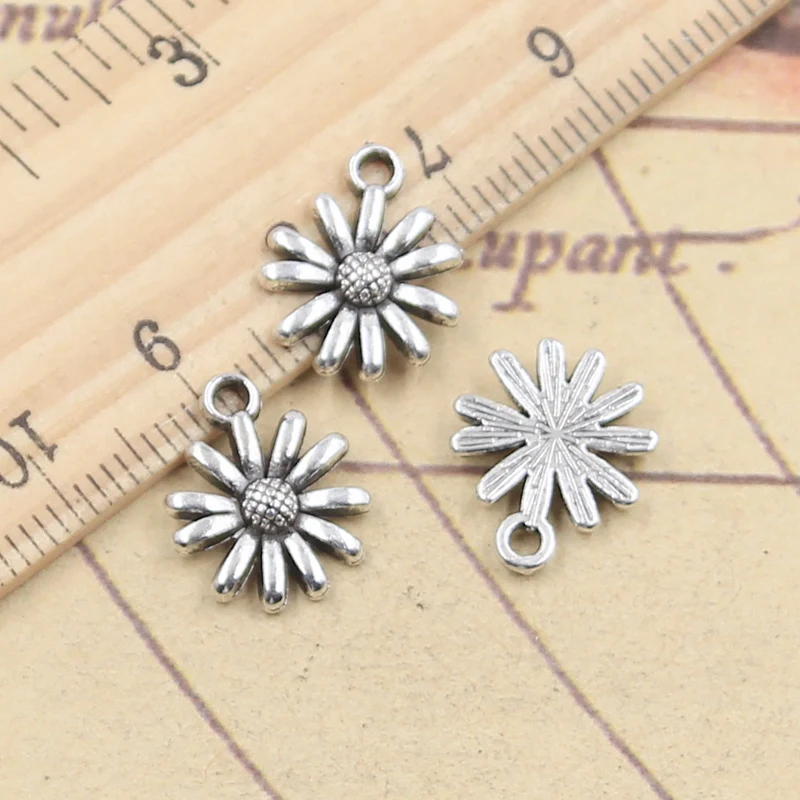 20pcs Charms Daisy Flower Sunflower 14x12mm Tibetan Silver Color Pendants Antique Jewelry Making DIY Handmade Craft