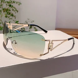 KAMMPT Rimless Monoblock Sunglasses Women 2024 New in Fashion Gradient Outdoor Sun Glasses Ins Trendy Brand Designer Y2k Shades