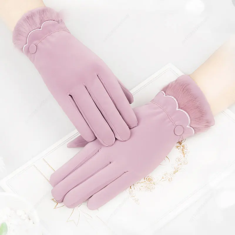 Youpin-Guantes cálidos de piel para mujer, manoplas de dedo completo para conducir, a prueba de viento, Hivers, Invierno