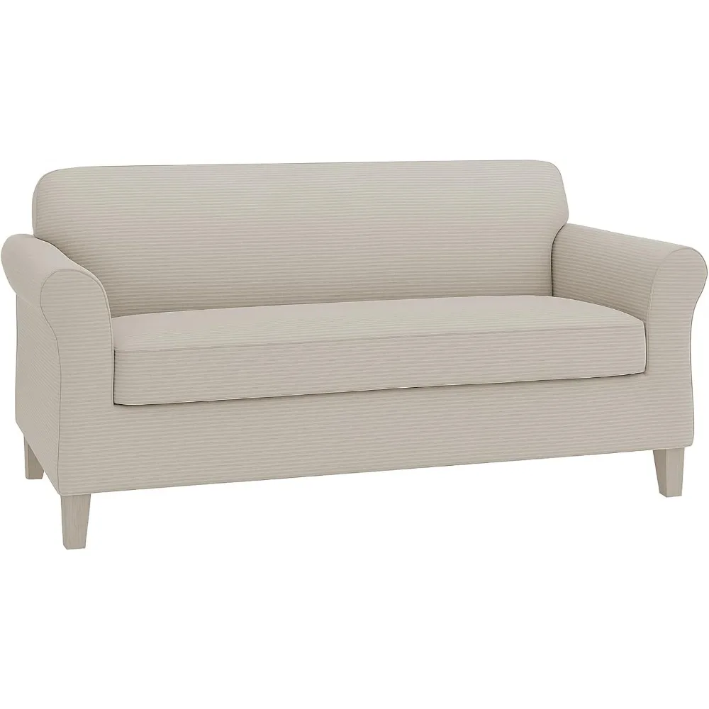 

Home Chenille Stretch Slipcover, 2-Piece Sofa, Ivory/Bone