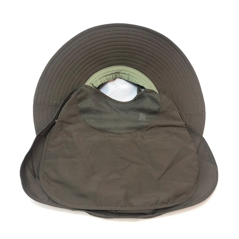 Musim Panas Luar Ruangan Cepat Kering Topi Memancing Bersirkulasi Matahari Topi Nelayan Desain Lipat Topi Tali Tahan Angin