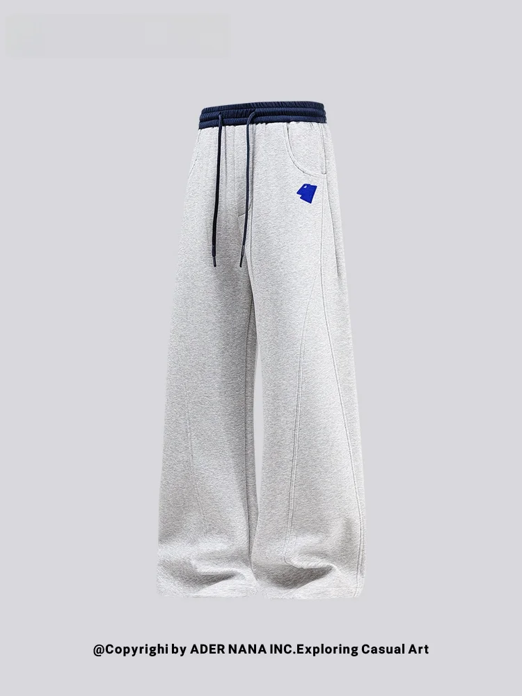 

NANA Casual Loose Straight Leg Trousers Dstring Waist ex Spor Comfortable Cotton Pants Youth Faion Brand