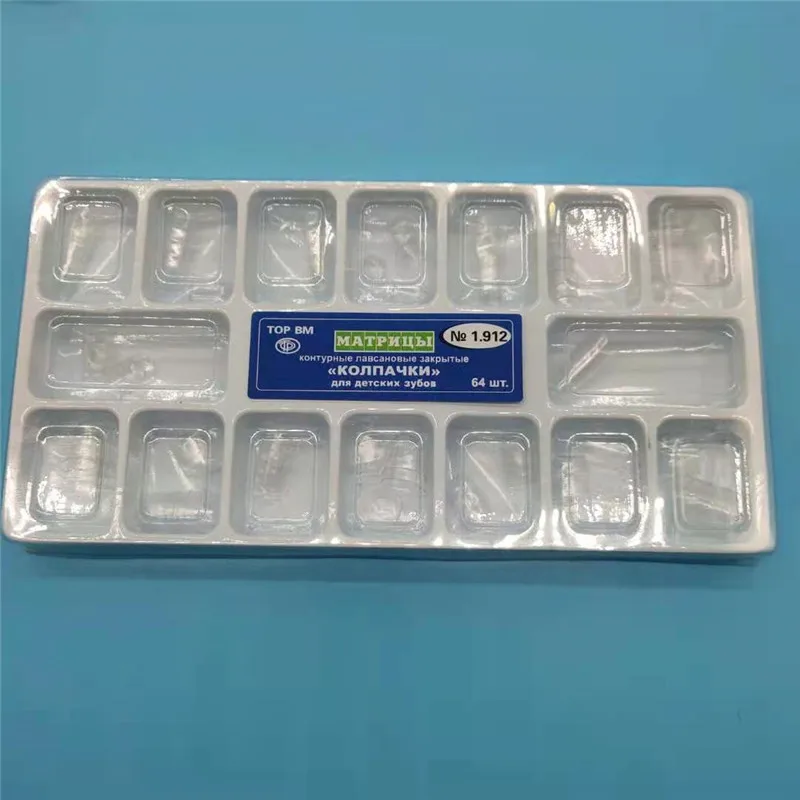 64pcs/Box Dental Transparent Crowns Adult Kids Dentist Kit 1.910/1.912 Temporary Preformed Posterior Pre-crown Matrices Matrix