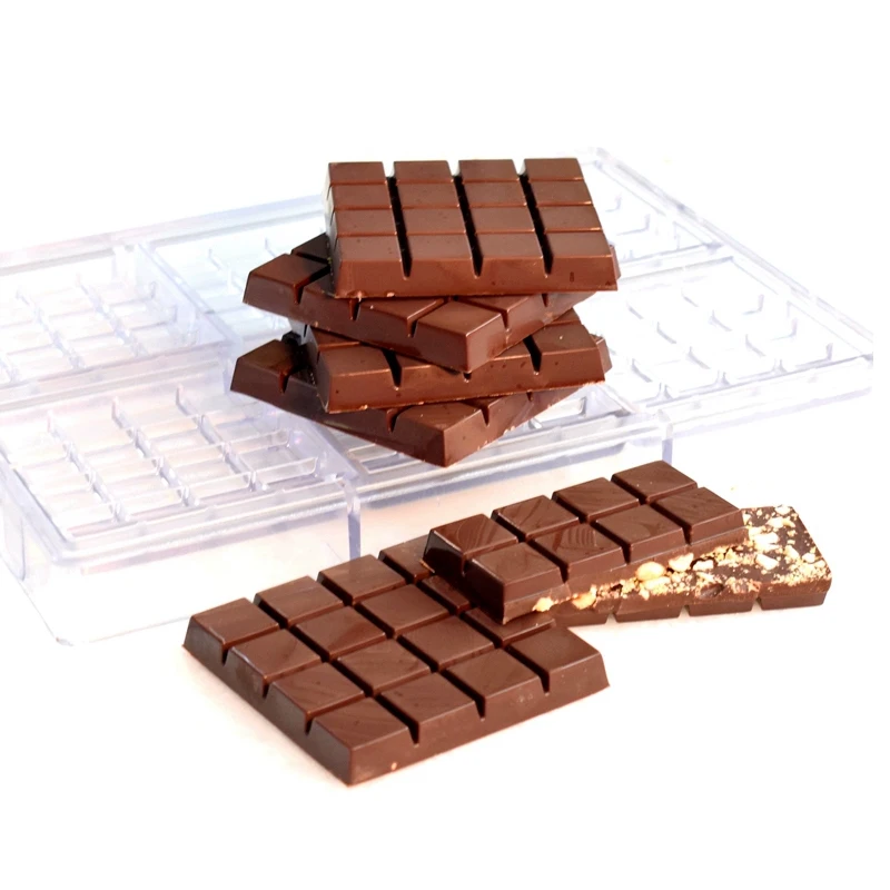 6 Cells Square Grid Choc Moulds Polycarbonate Chocolate Molds Durable Confectionery Baking Tools Transparent PC Candy Bake Tray