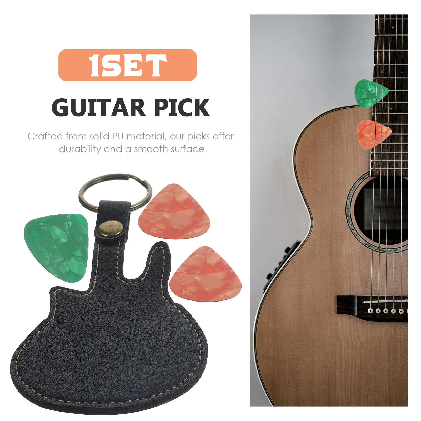 

3 Guitar Storage Keychain For Kids Bag Black Portable Holder for Electric Bass Ukulele PU Keychain Kids ganizer