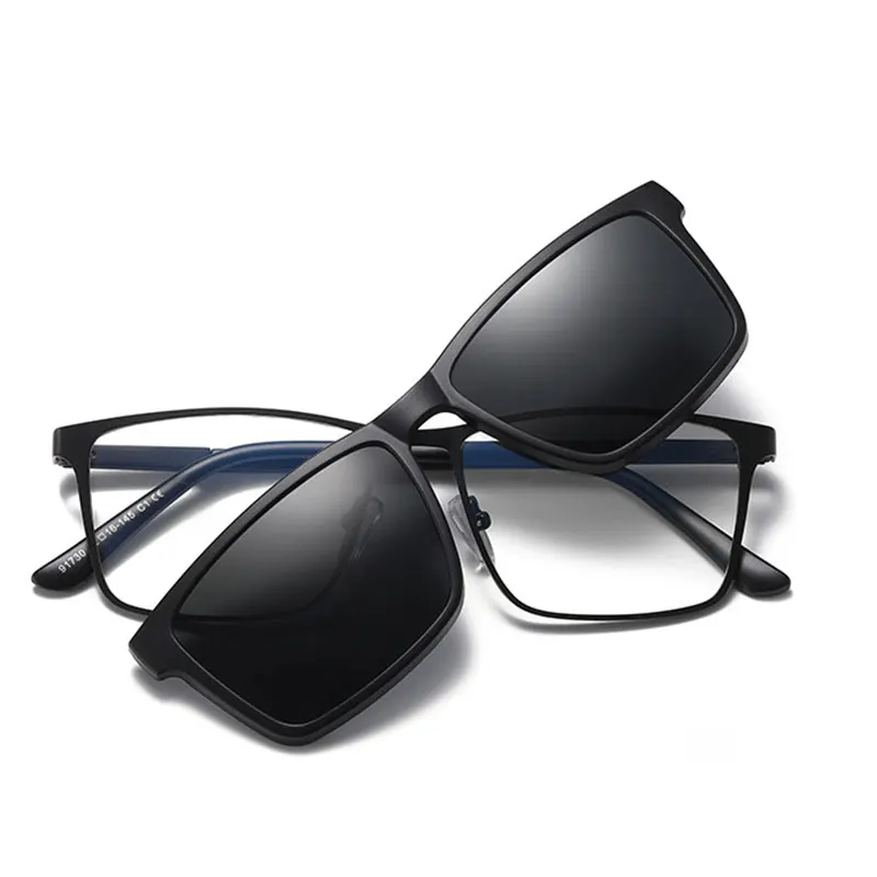 Myopia Polarized Magnet Sunglasses Men Clip On Glasses Square Optic Spectacle  Rectangle Metal Eyeglass Frames -0.5 TO -8.00