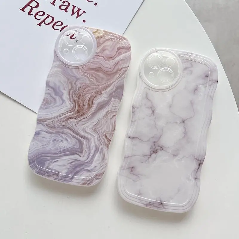 Colored Marble Pattern Case Cover For Samsung Galaxy S23 Ultra S22 S21 FE Note 20 10 Plus Soft TPU Wave Edge Phone Cases