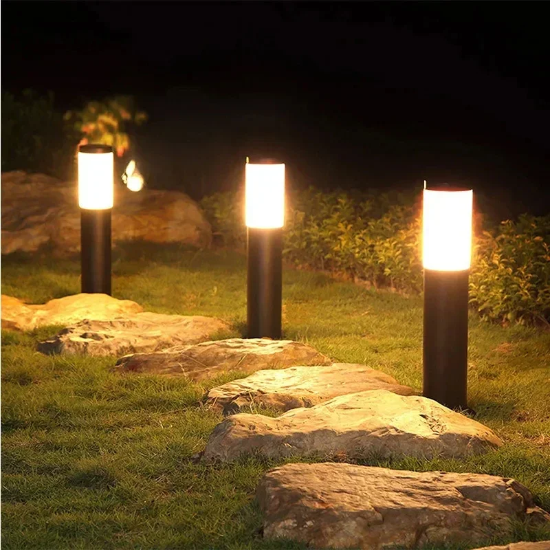 Criativo simples cilíndrico lâmpadas led ao ar livre solar jardim pátio iluminação villa decoração luzes de rua lâmpadas solares do gramado