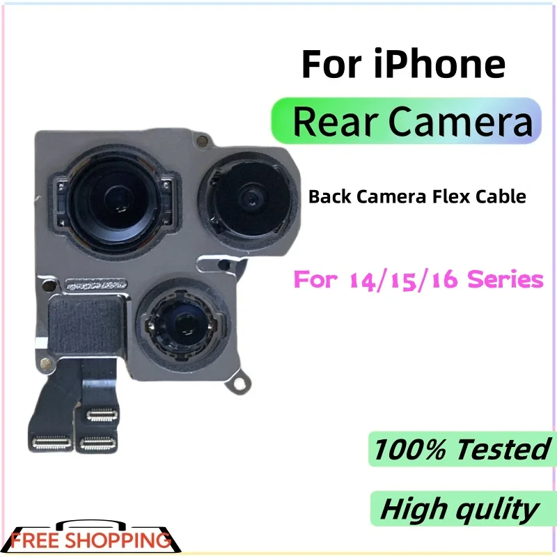 

Rear Camera For iPhone 13 14 15 16 Pro Max Back Camera Main Flex Cable For iPhone 15 16 Plus Camera Module Parts Replacement