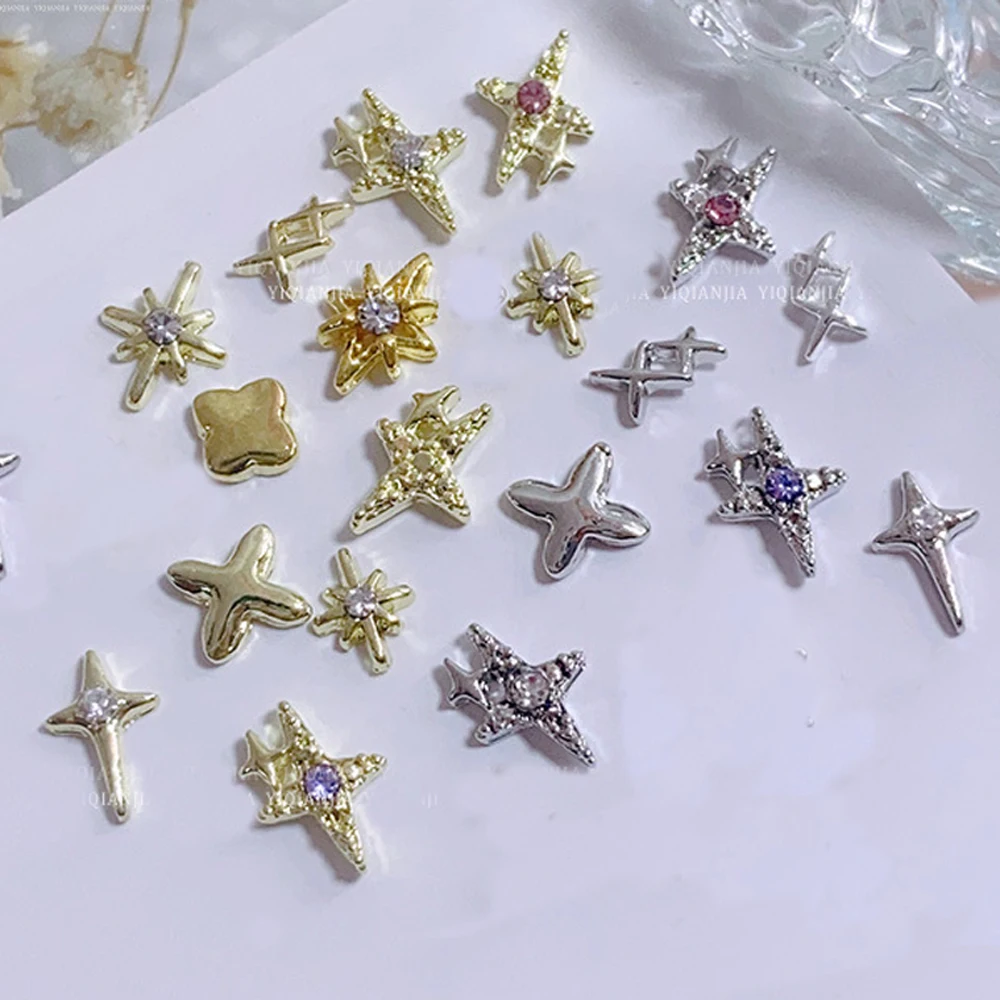 10Pcs Luxury Star Asterism Nail Art Charms 3D Alloy Starlight Jewelry Parts Accessories Manicure DIY Nails Decoration Supplies