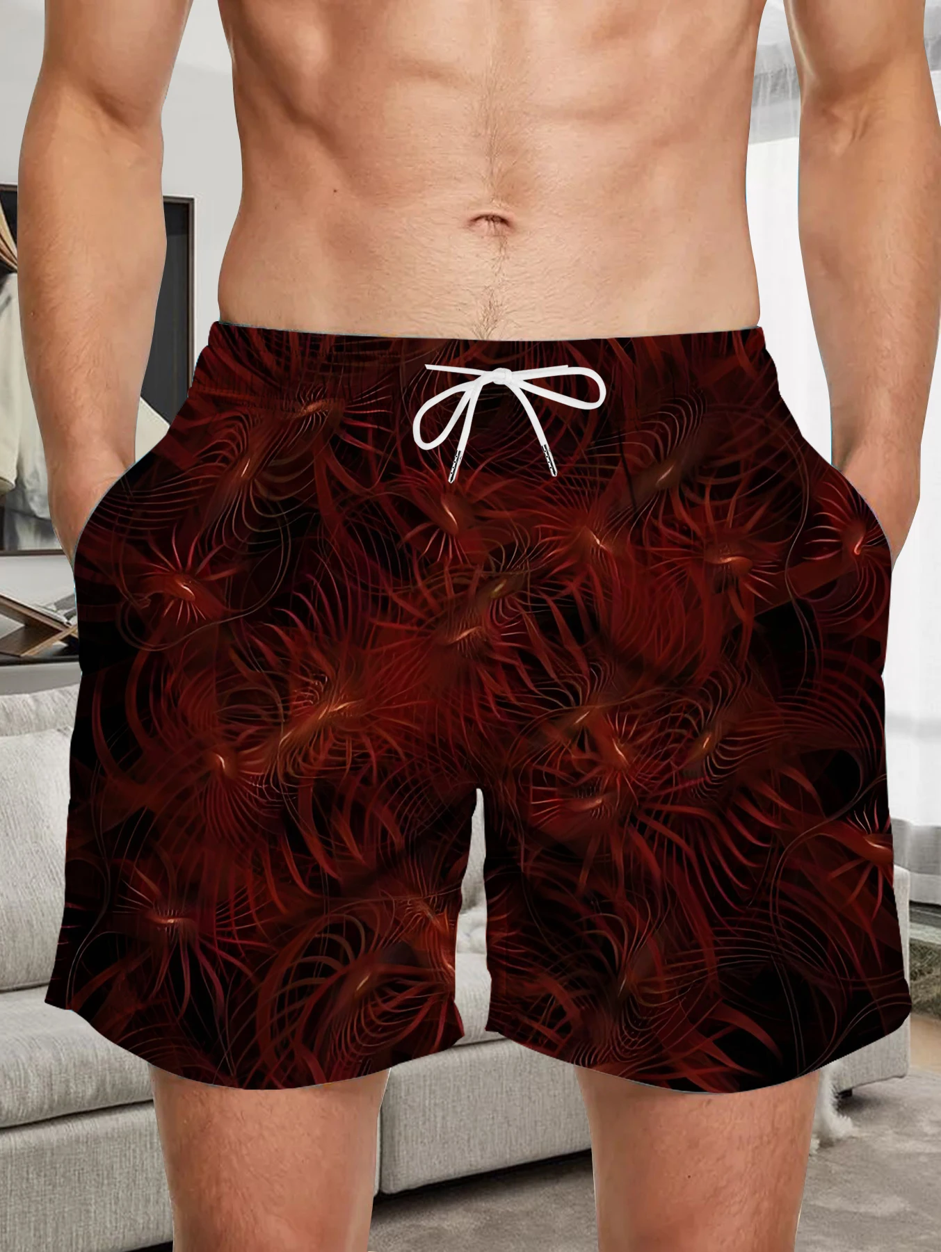 

Men Casual Full Digital Print Shorts Breathable Polyester Beach Quick Dry Pants