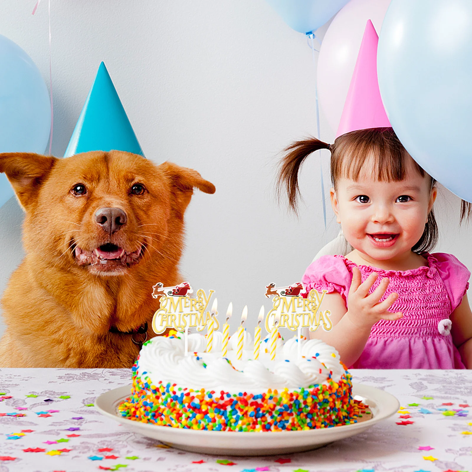 

4Pcs Acrylic Christmas Cake Adornments Lightweight Portable Supplies for Festive Atmosphere Beautiful Cake Toppers