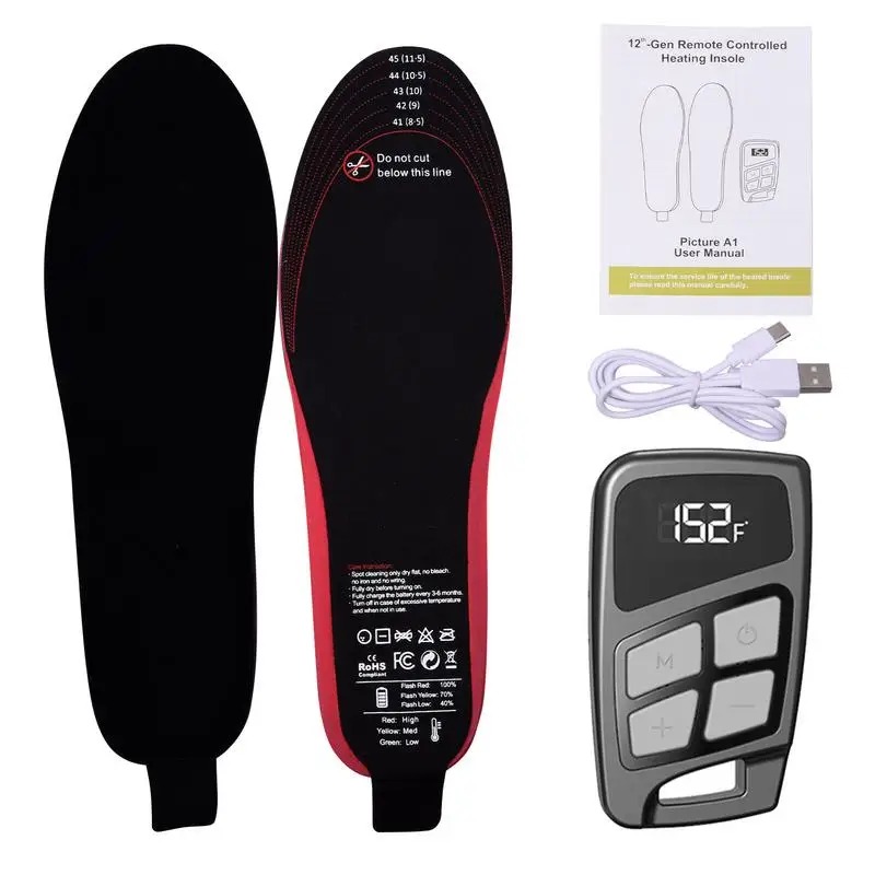 

Men Women Heated Insoles With Rechargeable 3500Mah Battery Wireless Remote Controlled Temperature Heating Insoles Foot Warmer