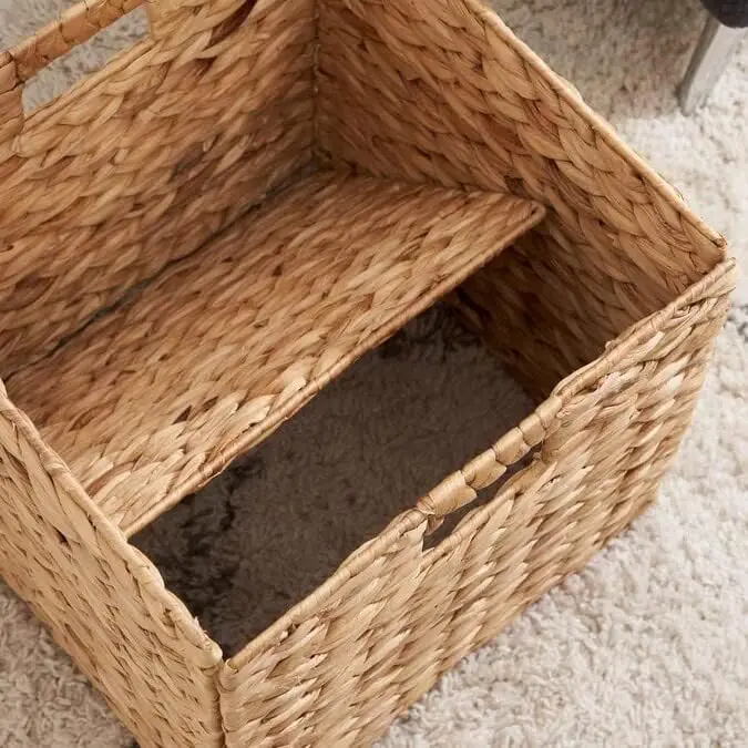 Wicker Storage Cube for Shelves, Water Hyacinth Storage Baskets for Bedroom, Living Room, 4 Packs