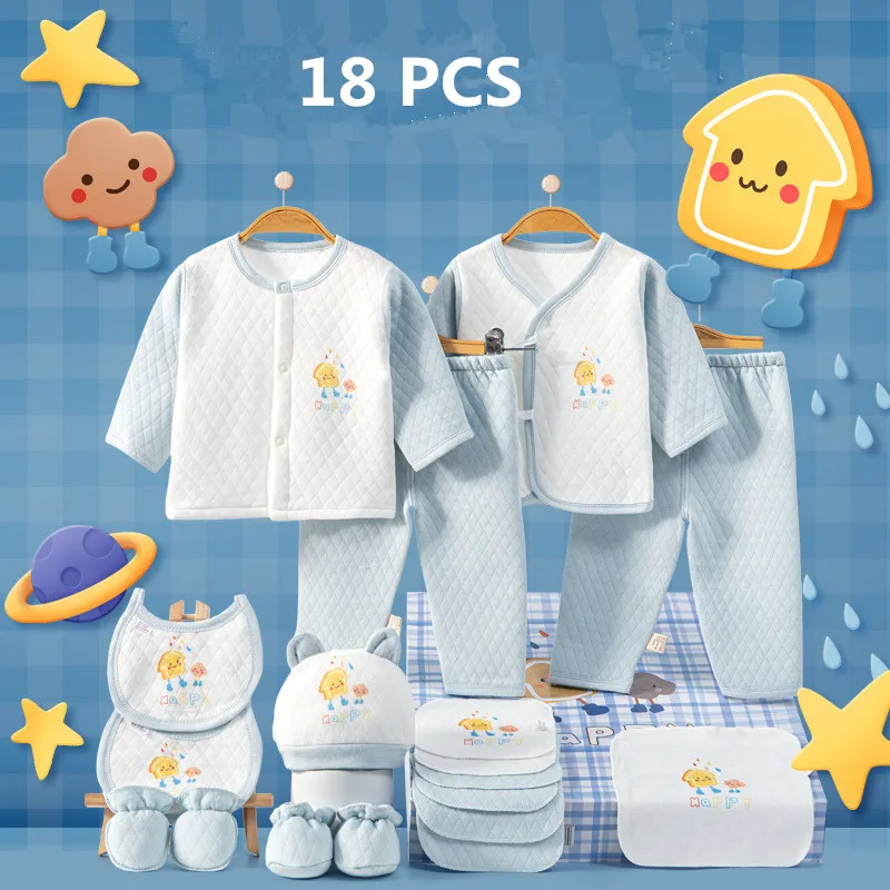 18/20/22 pieces/lot Newborn Baby Clothing Set Boys Girls 100% Cotton Infant Outfits Autumn Winter Baby Hat Bib Clothes Suit