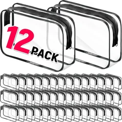 Bolsa transparente de PVC con cremallera para mujer, estuche de belleza para maquillaje, organizador de artículos de tocador de viaje, bolsas de aseo de baño, 1/12 piezas