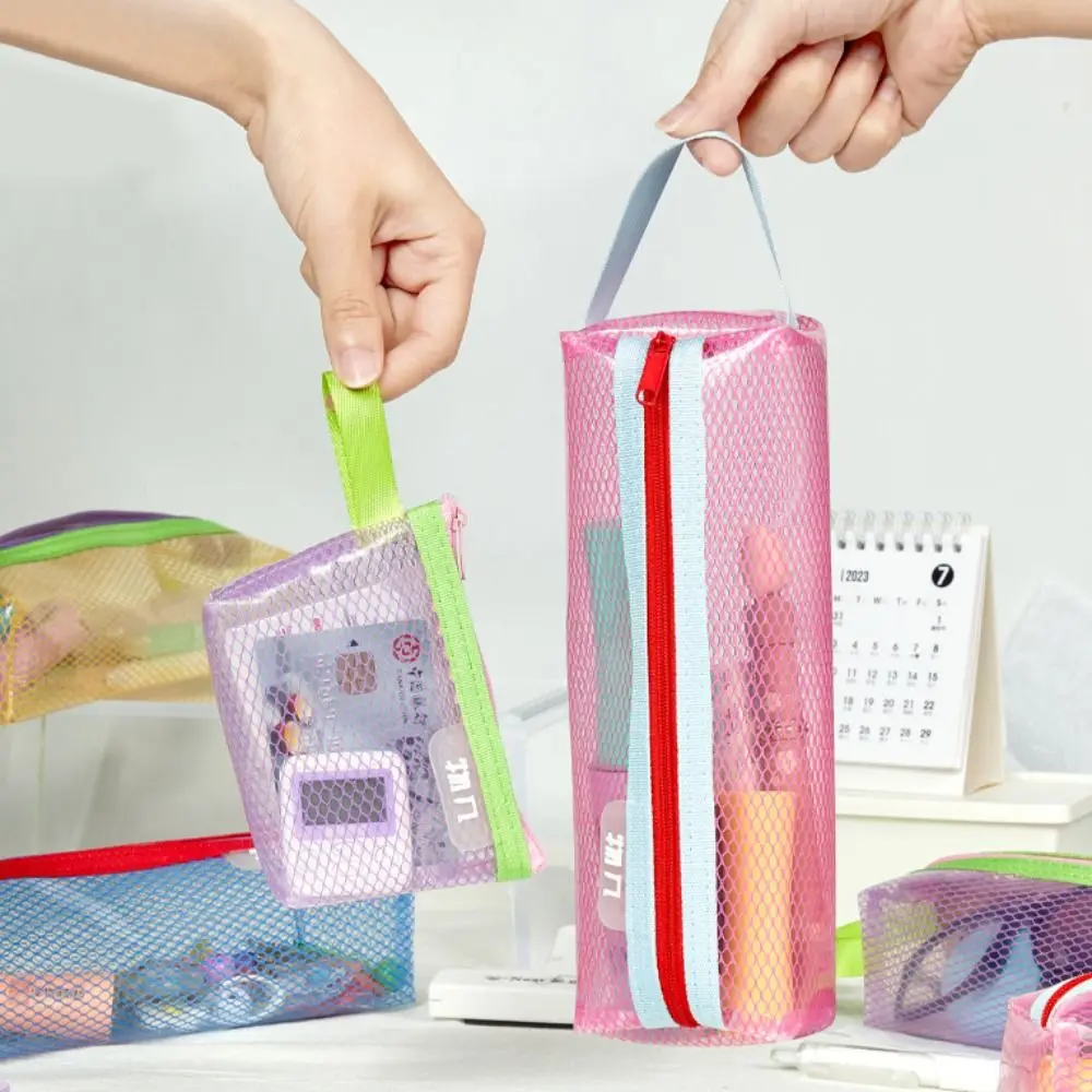 Портативный сетчатый пенал на молнии, большая вместительная сумка для хранения канцелярских принадлежностей, сумка для маркеров, треугольные сумки, сумка-органайзер