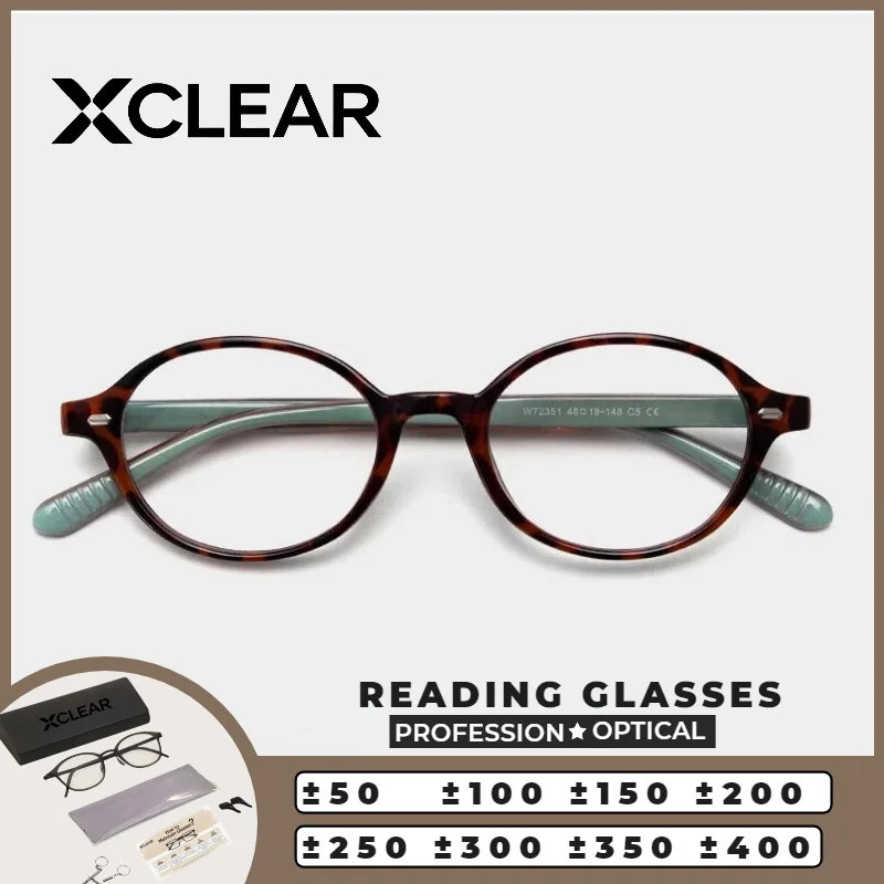 

XCLEAR Optical Anti Blue Ray Myopia Progressive Prescription Eyeglasses Reading Glasses Women Round Tortoiseshell Skinny Face