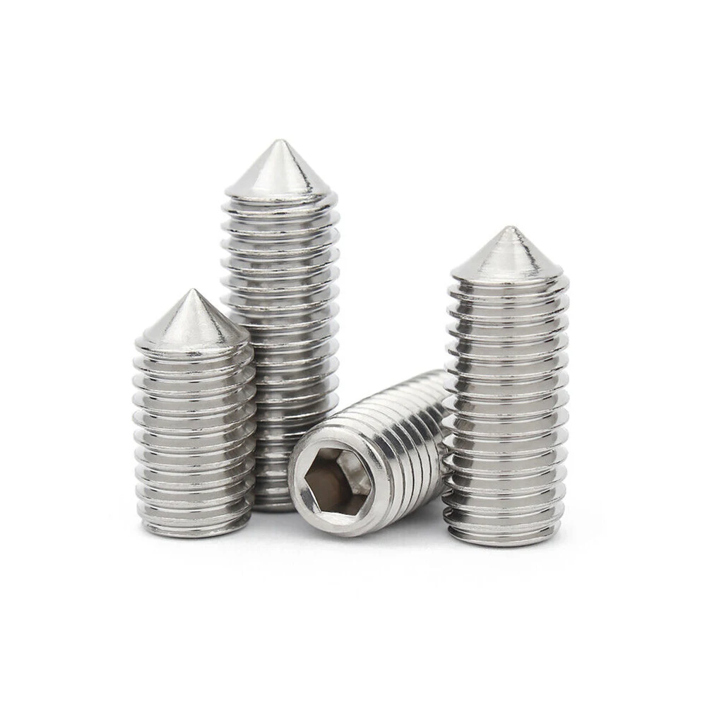 304 Aço Inoxidável Cone Ponto Grub Parafusos, Hex Soquete Set, Kit Parafuso, M5-M8, Fixadores de Hardware, 250Pcs