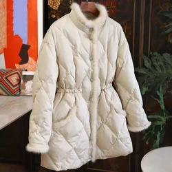 Veste d'hiver en fausse fourrure de vison pour femme, manteau en coton chaud pour femme, bord brut épaissi, épissage, nouvelle mode, 2023