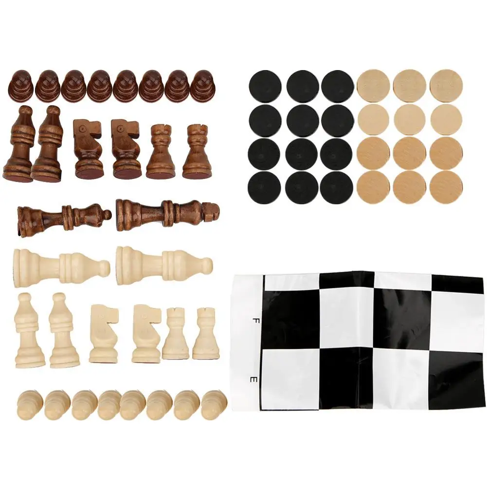 

32pcs Foldable Wooden Chess Set - Travel Game for Kids & Parents, Interactive Puzzle Toy Gift, Fun Chess for All Ages