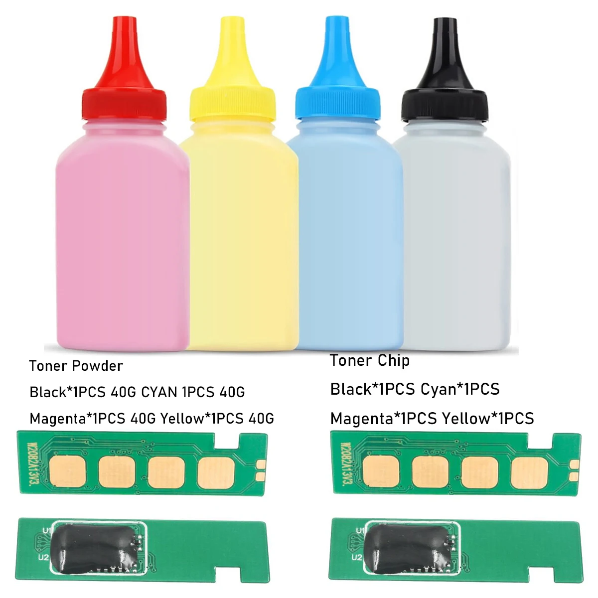 4Pcs Toner Pwoder and Reset Chip for HP W2060A W2070A W2080A W2090A 116A 117A 118A 119A Color 150a 150w 150nw MFP 178nw 179fnw