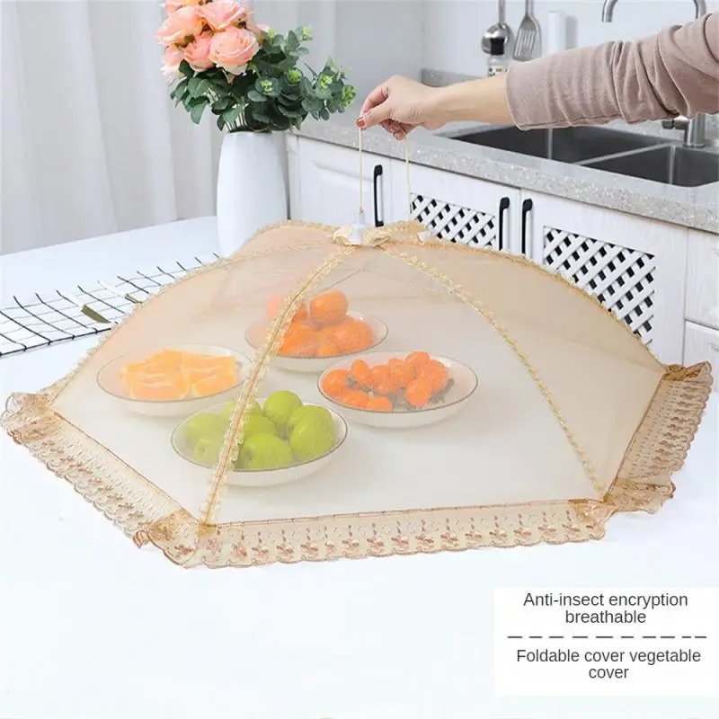 Spot Foldable Cover Vegetable Cover Breathable Insect-proof And Fly-proof Lace Table Cover  Rice Cover Mesh Vegetable Cover