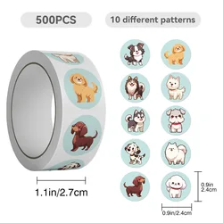 500pcs/Roll Cartoon Cute Dog Animal Sticker DIY PVC Laptop Decals Decoration Stiker Reward Gift Toys